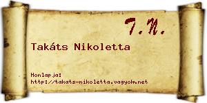 Takáts Nikoletta névjegykártya